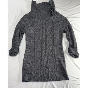 Vintage Dark Gray Cable Knit Turtleneck Sweater by Les Tricots